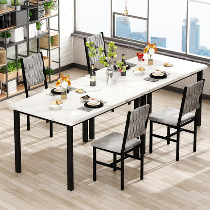 AWQM 3 Piece Dining Table Set for 2, Small Kitchen Dining Table with Upholstered Chairs, Compact Dining Table Set for Small Spaces, Space for Dining Room, Living Room, Apartment (White+Gray)