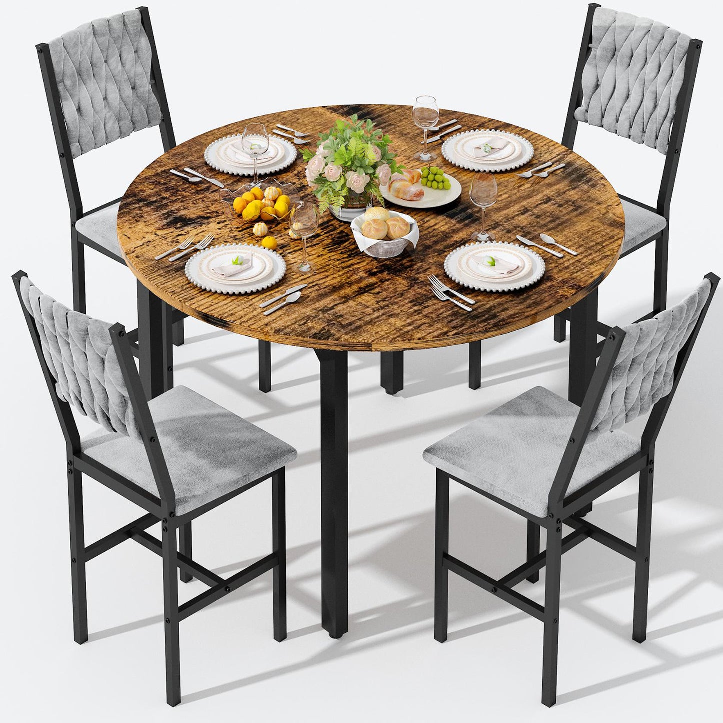 AWQM Round Dining Table Set for 4, Kitchen Dining Table Set, Round Dining Table Set for Small Space.