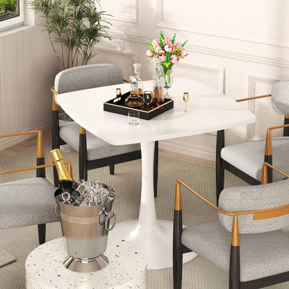 AWQM 31.5" Square Dining Table, Mid-Century Modern Square Pedestal Table for 2-4 Person, 0.71" Desktop Thickness & Metal Base, Small Kitchen Table Tulip Table Easy Assembled Save Space Leisure Coffee Breakfast Table ( 31.5" L X 31.5" W X 29" H )