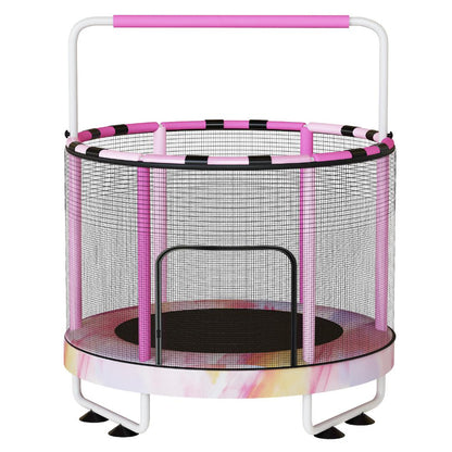 AWQM 55" 7-in-1 Round Trampoline for Kids Boys & Girls Ages 1-8, Indoor & Outdoor Trampoline for Fun, Adjustable Height Handrail ＆ Enclosed Safety Net ＆ Durable Designs for Toddlers Children