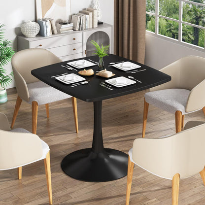 AWQM 31.5" Square Dining Table, Mid-Century Modern Square Pedestal Table for 2-4 Person, 0.71" Desktop Thickness & Metal Base, Small Kitchen Table Tulip Table Easy Assembled Save Space Leisure Coffee Breakfast Table ( 31.5" L X 31.5" W X 29" H )