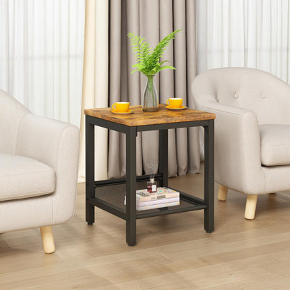 AWQM 3 Pieces Coffee Table Set, Industrial Coffee Table with 2 Square End Side Tables, Modern Living Room Table Set with Metal Frame for Apartment Home Office, Black