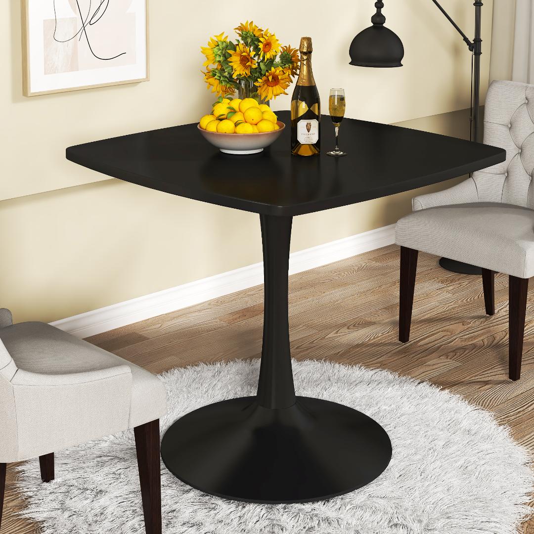 AWQM 31.5" Square Dining Table, Mid-Century Modern Square Pedestal Table for 2-4 Person, 0.71" Desktop Thickness & Metal Base, Small Kitchen Table Tulip Table Easy Assembled Save Space Leisure Coffee Breakfast Table ( 31.5" L X 31.5" W X 29" H )