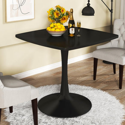 AWQM 31.5" Square Dining Table, Mid-Century Modern Square Pedestal Table for 2-4 Person, 0.71" Desktop Thickness & Metal Base, Small Kitchen Table Tulip Table Easy Assembled Save Space Leisure Coffee Breakfast Table ( 31.5" L X 31.5" W X 29" H )