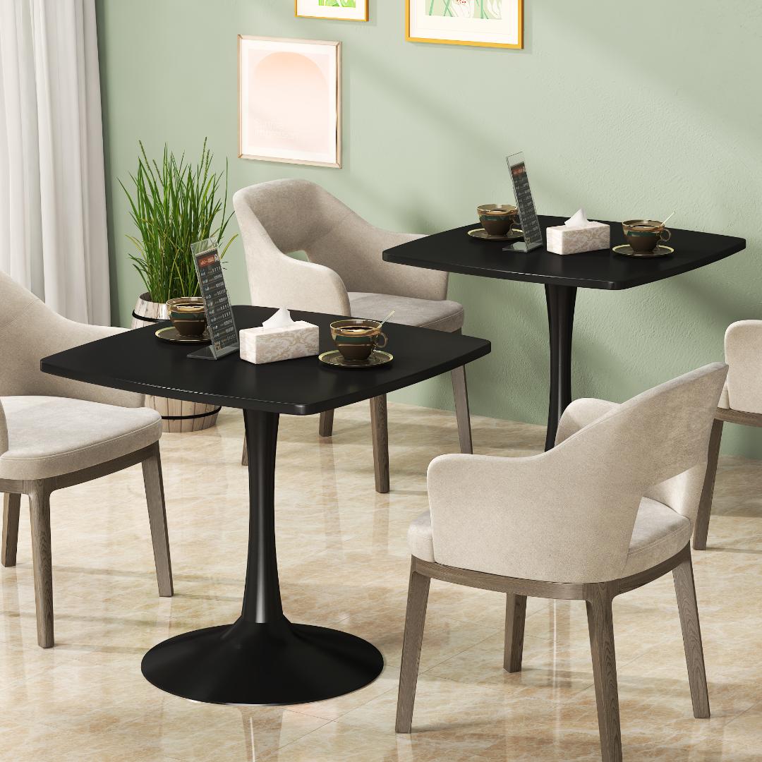 AWQM 31.5" Square Dining Table, Mid-Century Modern Square Pedestal Table for 2-4 Person, 0.71" Desktop Thickness & Metal Base, Small Kitchen Table Tulip Table Easy Assembled Save Space Leisure Coffee Breakfast Table ( 31.5" L X 31.5" W X 29" H )