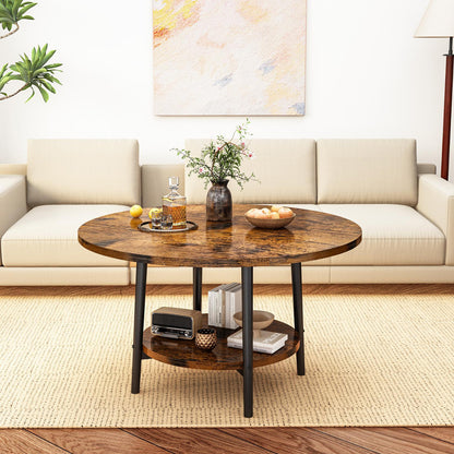 3piece Double Storage Round Coffee Table, Living Room Storage Table, Wood MDF Desktop and Metal Frame, Modern Style, Living Room/Bedroom.