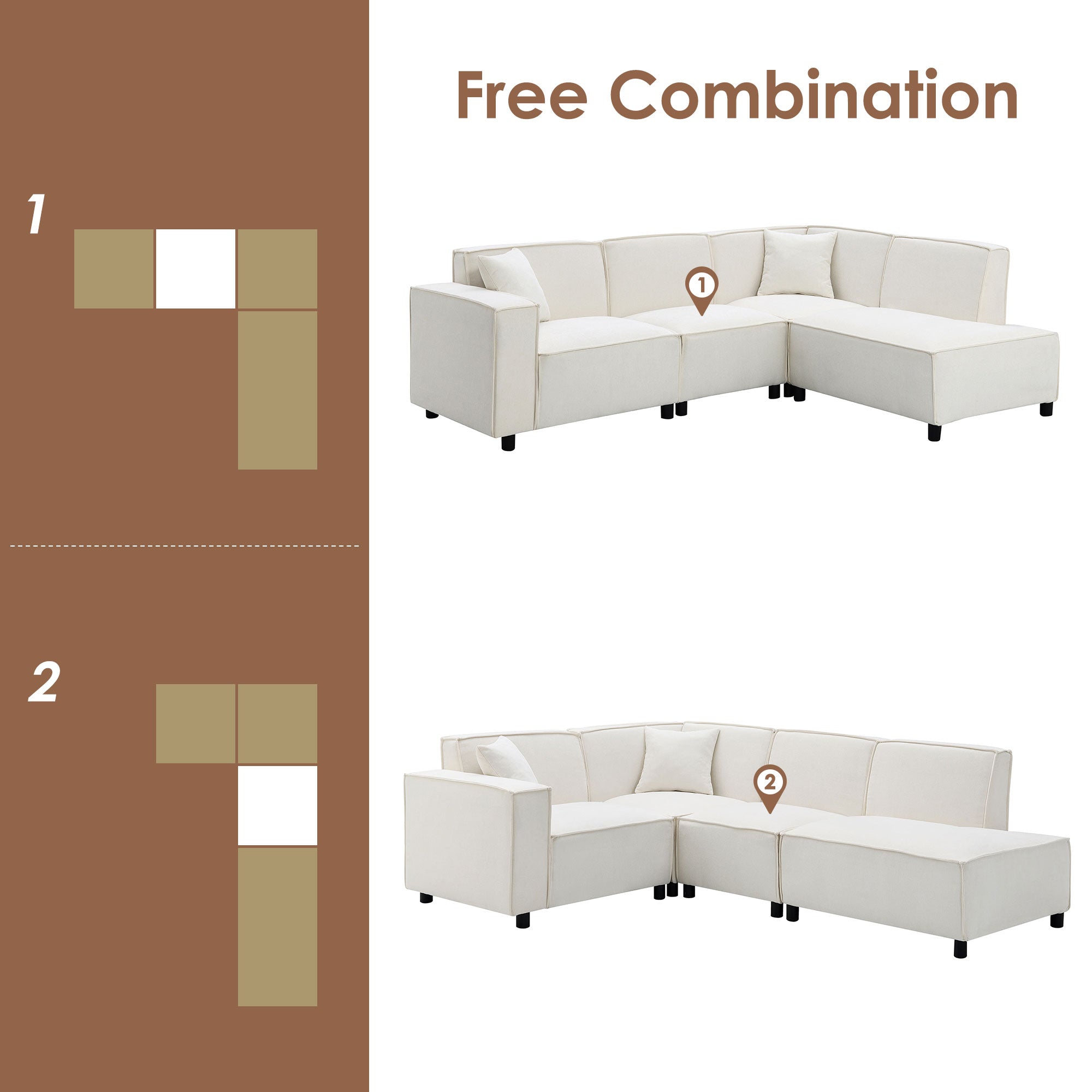 Modern Minimalist Style Sectional Sofa